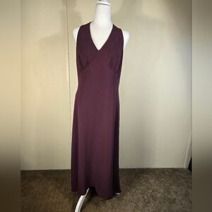 Evan Picone Vintage Hi-Low Dress Purple 14 Beaded V Neck & Hem Sleeveless